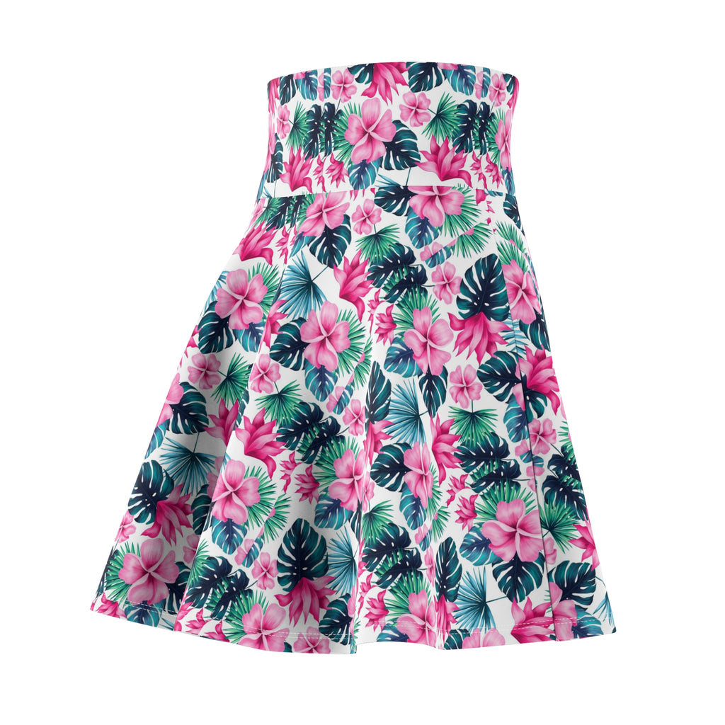 Tropical Floral Skater Skirt — Pink Hibiscus AOP Print