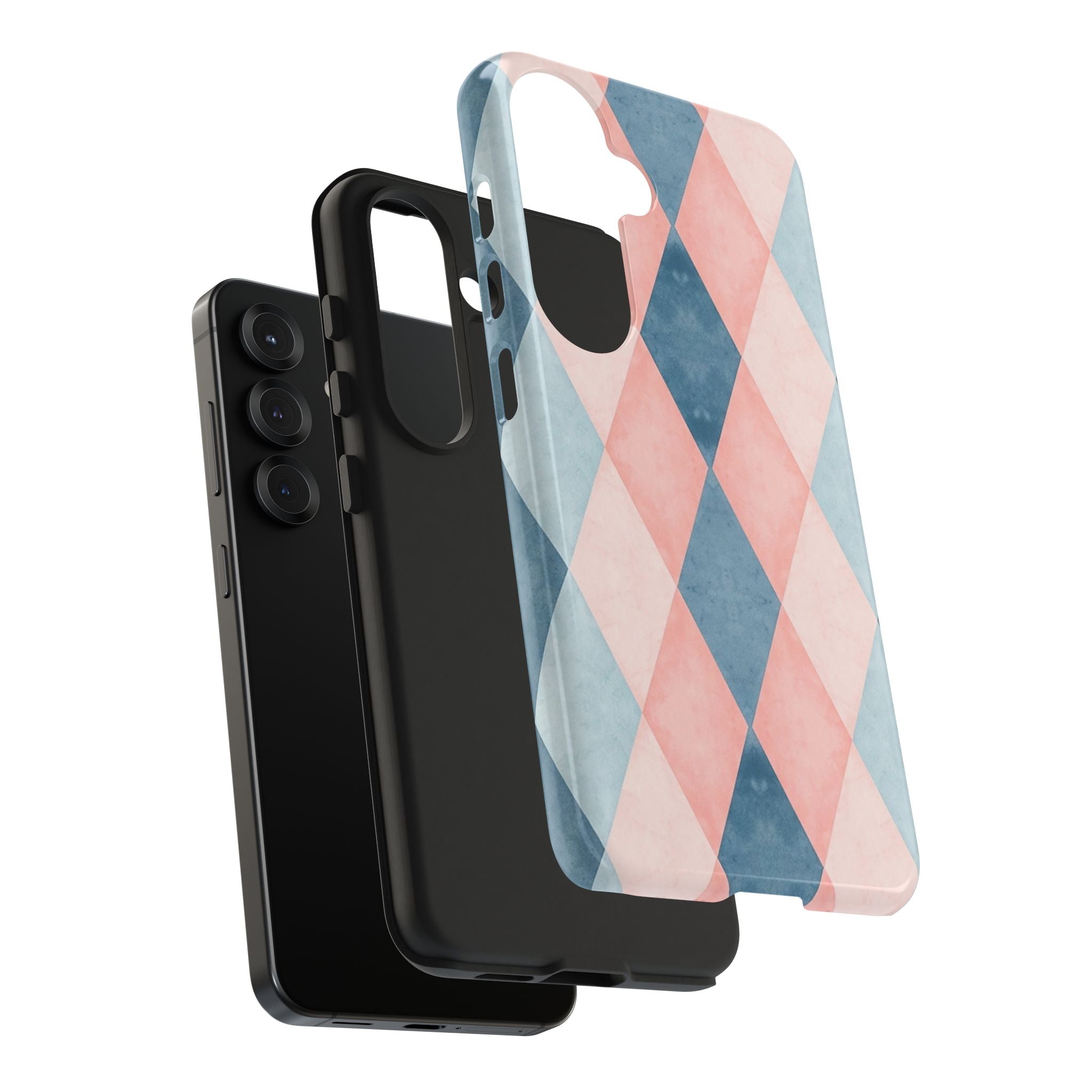 Pastel Harlequin Tough Phone Case — Blue & Pink Diamond Pattern