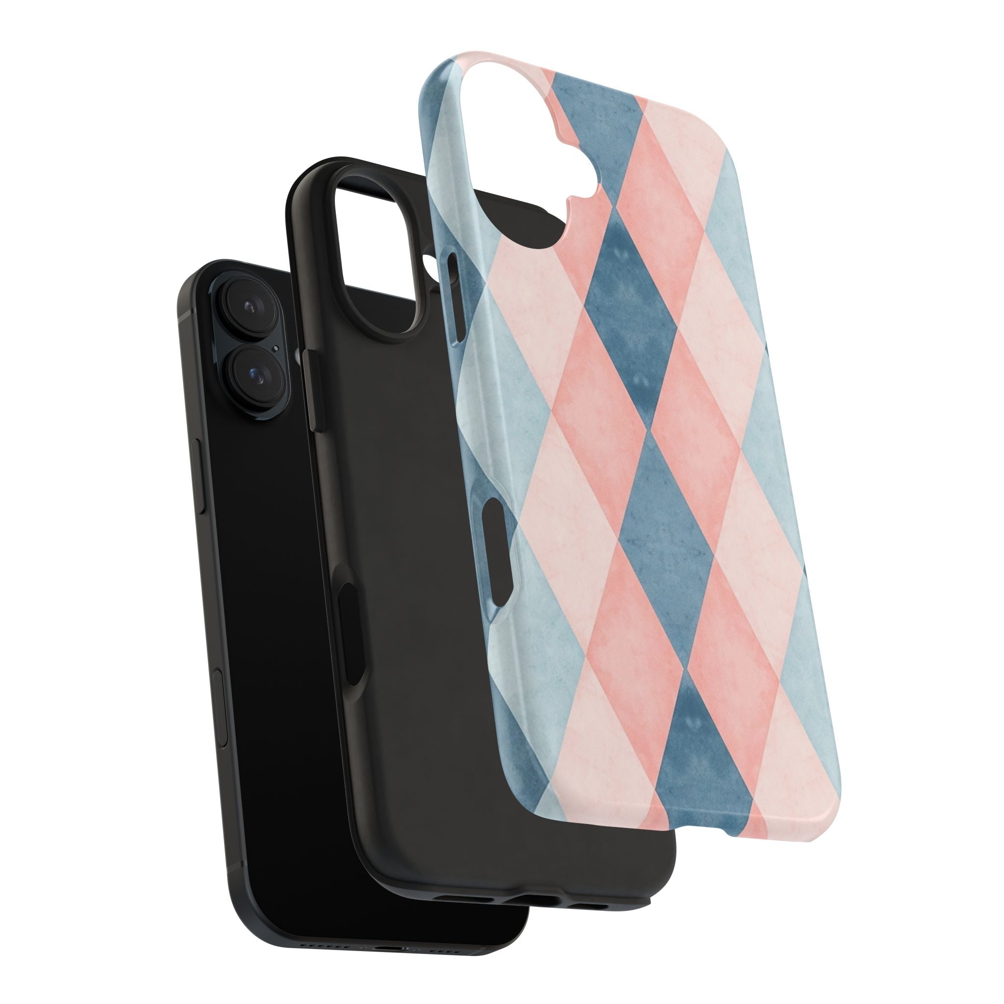 Pastel Harlequin Tough Phone Case — Blue & Pink Diamond Pattern