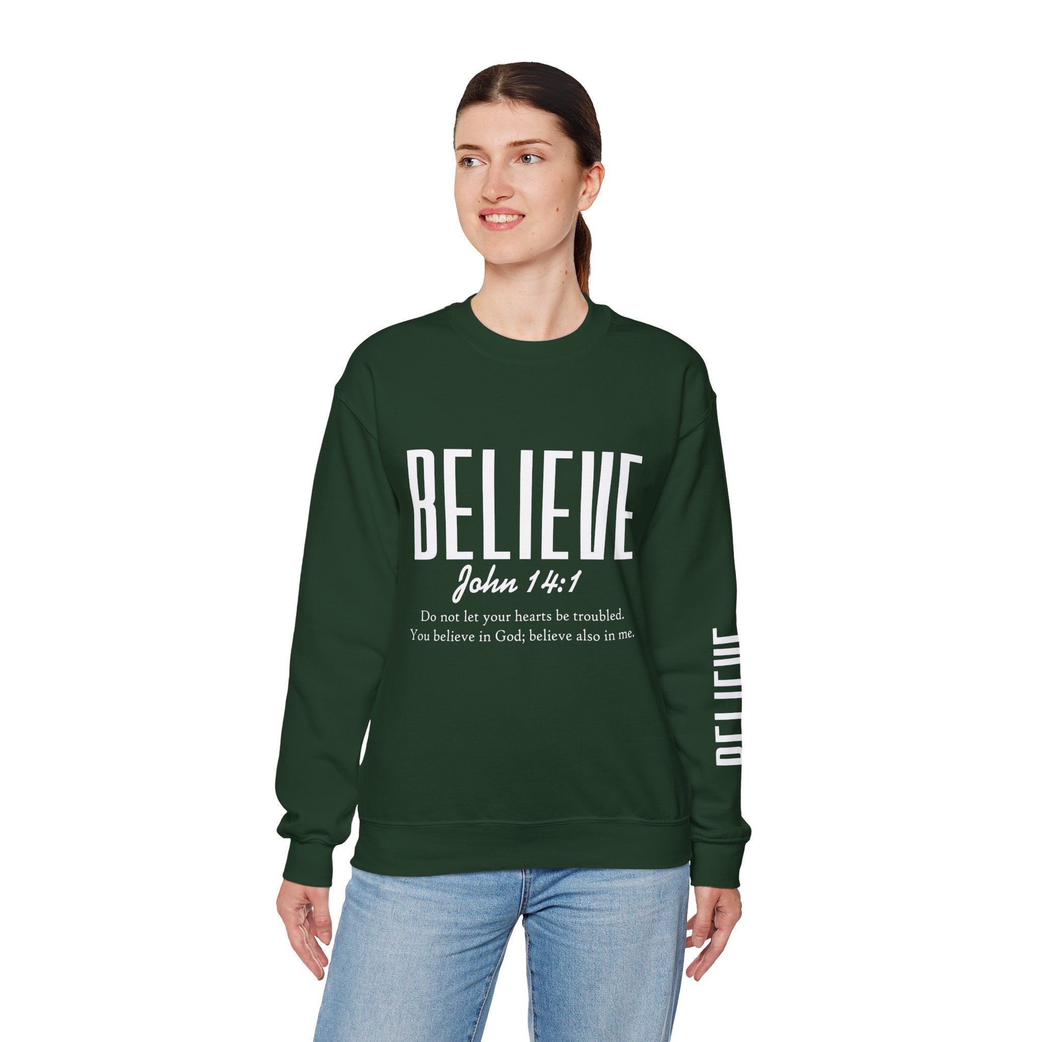 Wolf Pack “Believe John 14:1” Crewneck – Faith Streetwear Pullover