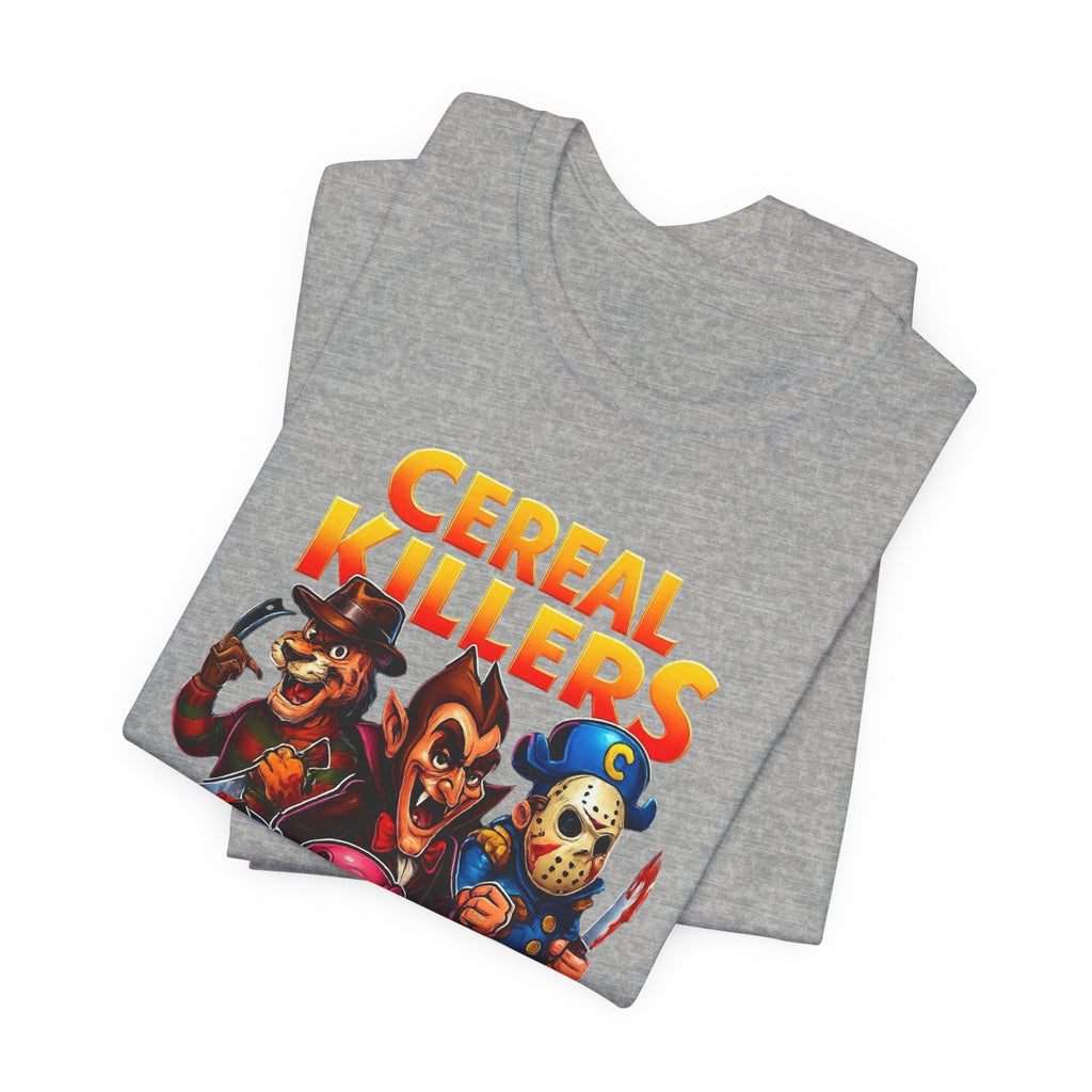 Cereal Killers Parody Horror Cartoon T-Shirt | Funny Cereal Villains Graphic Tee