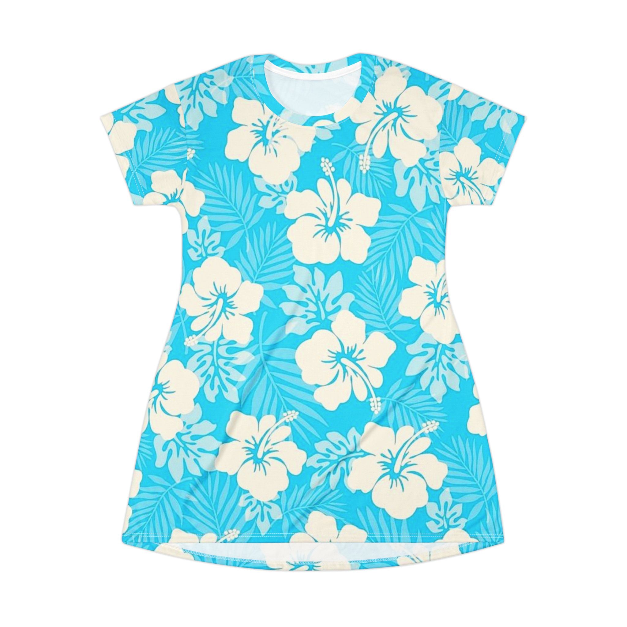 Hibiscus AOP T-Shirt Dress — Tropical Floral All-Over Print Beach Dress