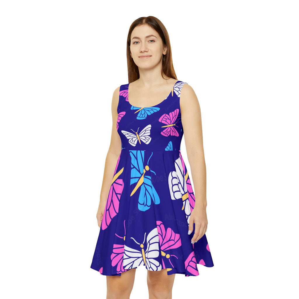 Butterfly Print Women's Skater Dress - Colorful Summer Fashion