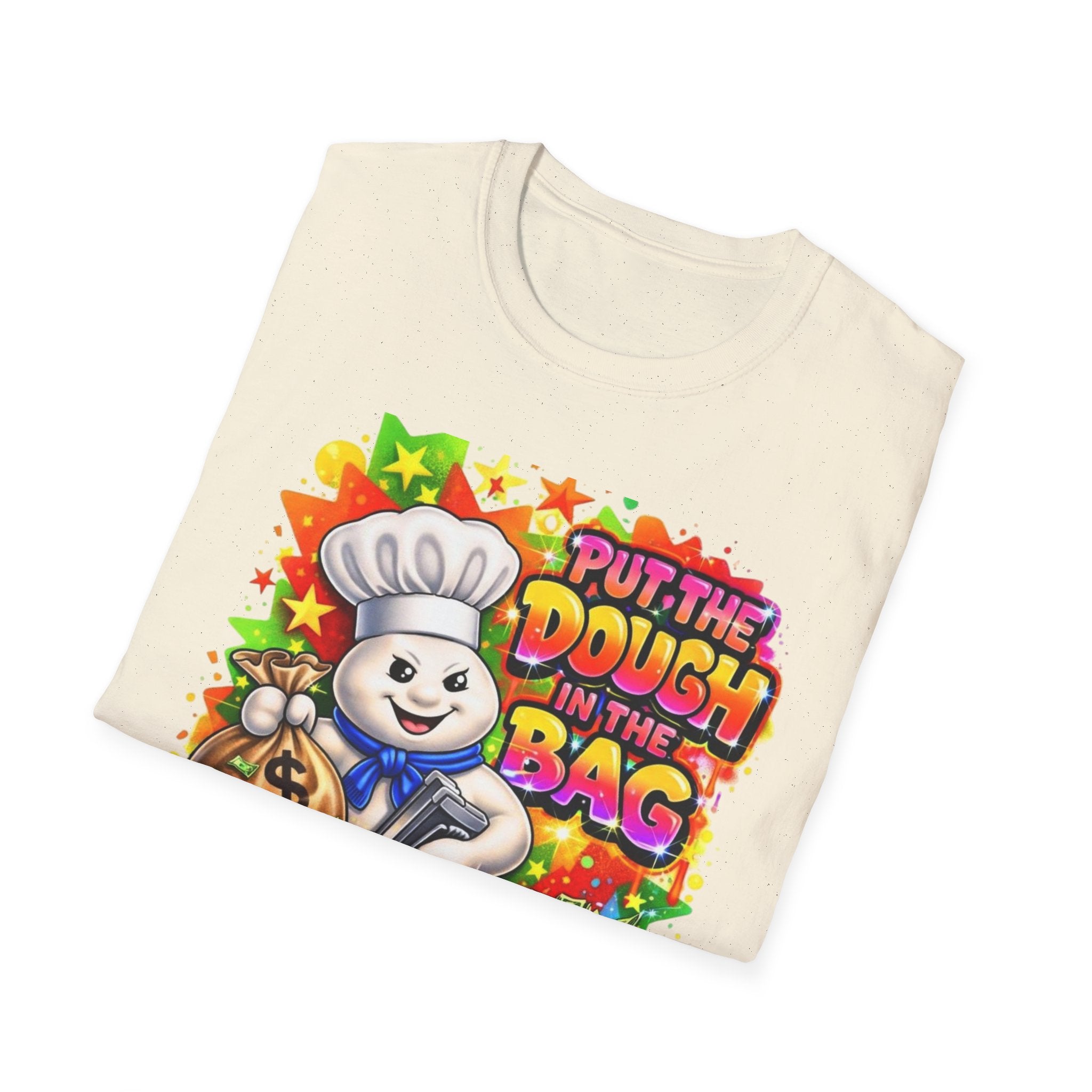 Put the Dough in the Bag T-Shirt — Cute Chef Character Money Graphic Tee