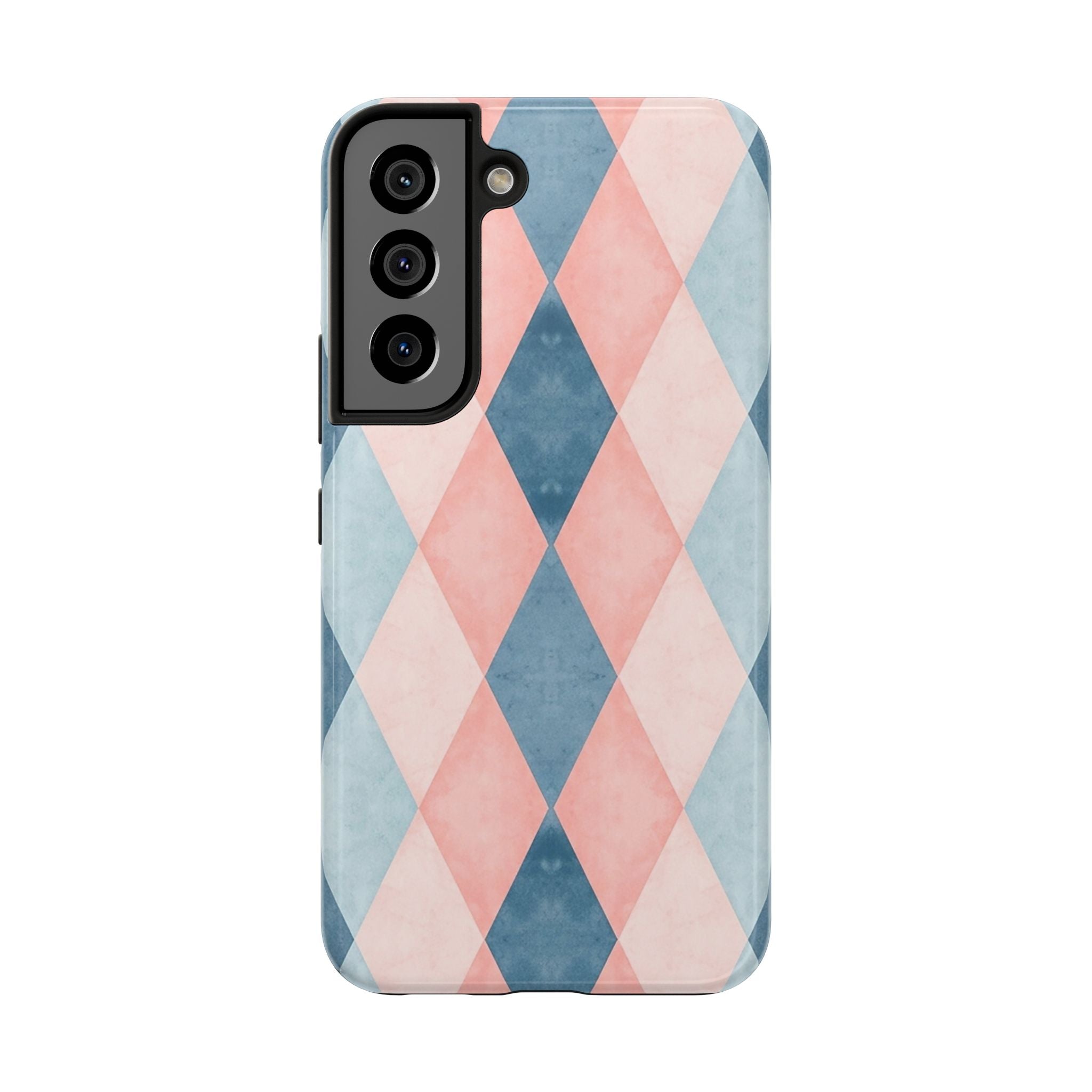Pastel Harlequin Tough Phone Case — Blue & Pink Diamond Pattern