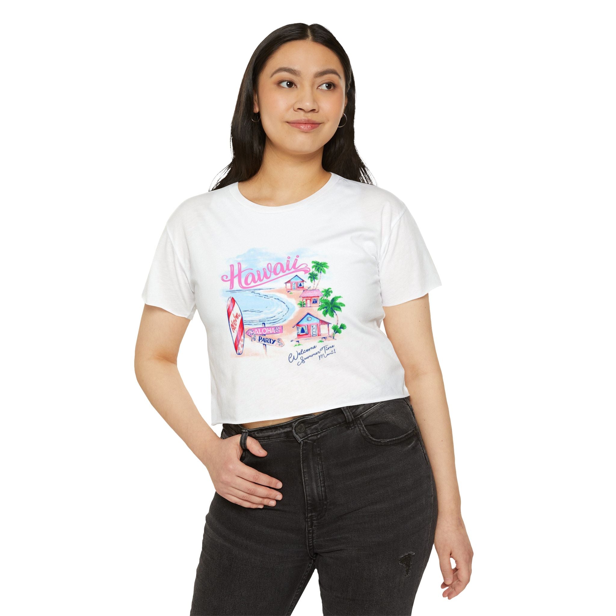 Hawaii Surf Beach Crop Top — Women's Festival Summer Tee