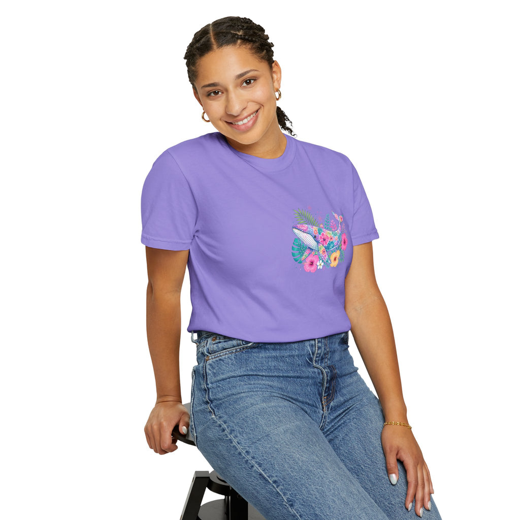 Miami Beach Club T‑Shirt — Retro Flamingo Tropical Floral Graphic Tee