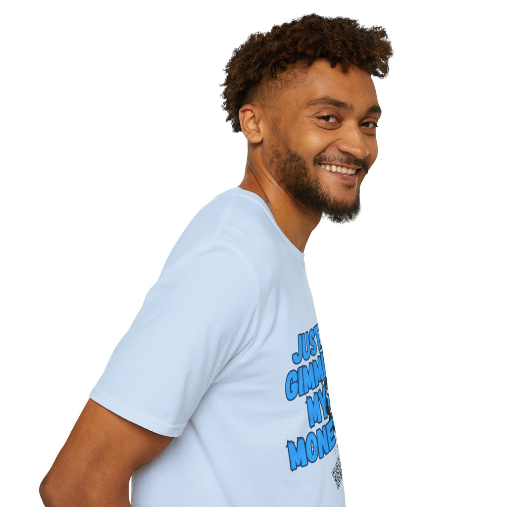 Just Gimmie My Money T-Shirt — Cute Blue Character Graphic Tee