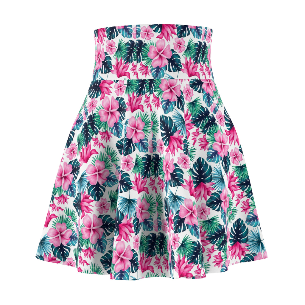Tropical Floral Skater Skirt — Pink Hibiscus AOP Print