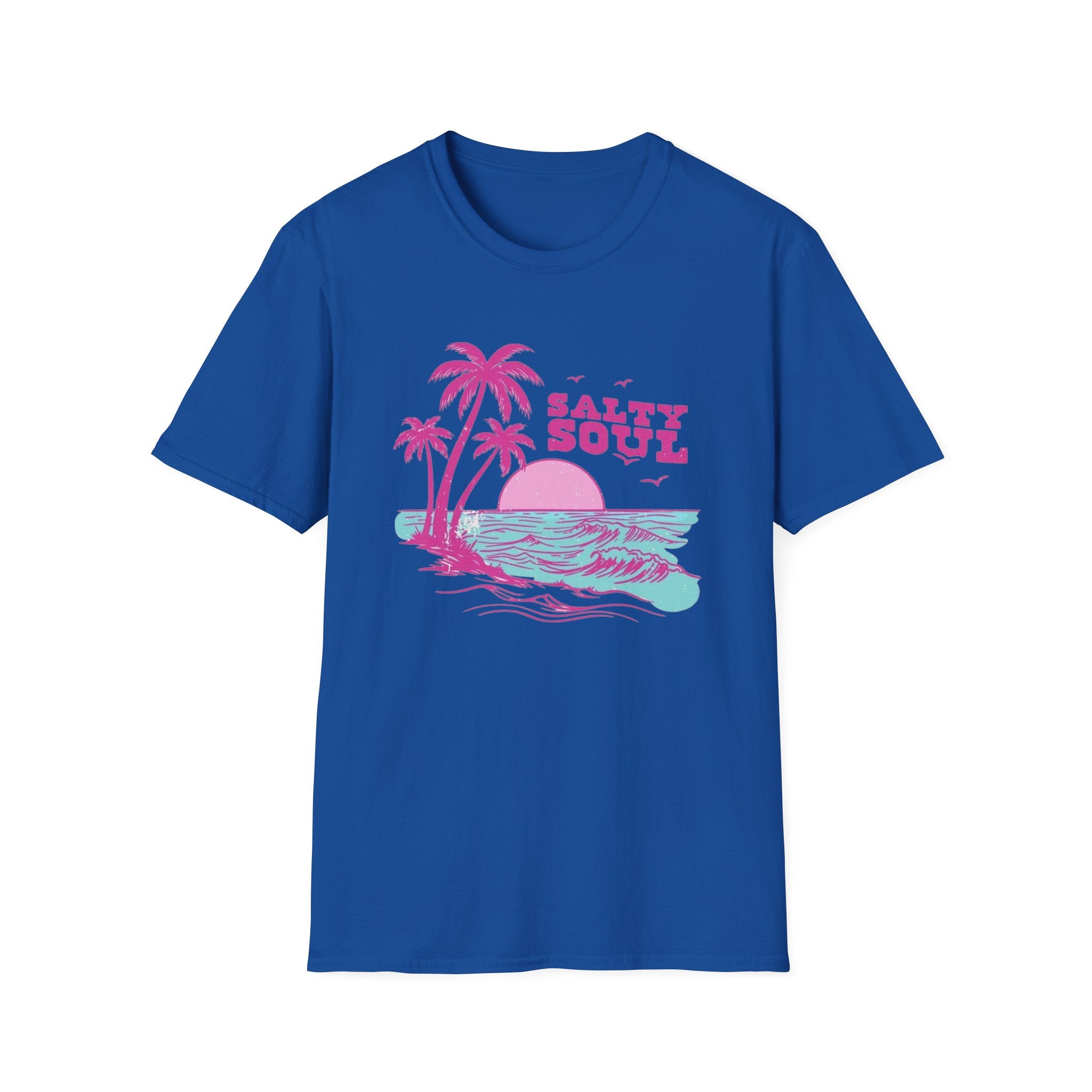 Salty Soul Beach T-Shirt — Sun, Palm Trees & Waves Graphic Tee