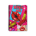 Pop Art 'Kiss Me' Spiral Notebook — Lipstick & Comic Graphic Ruled Journal