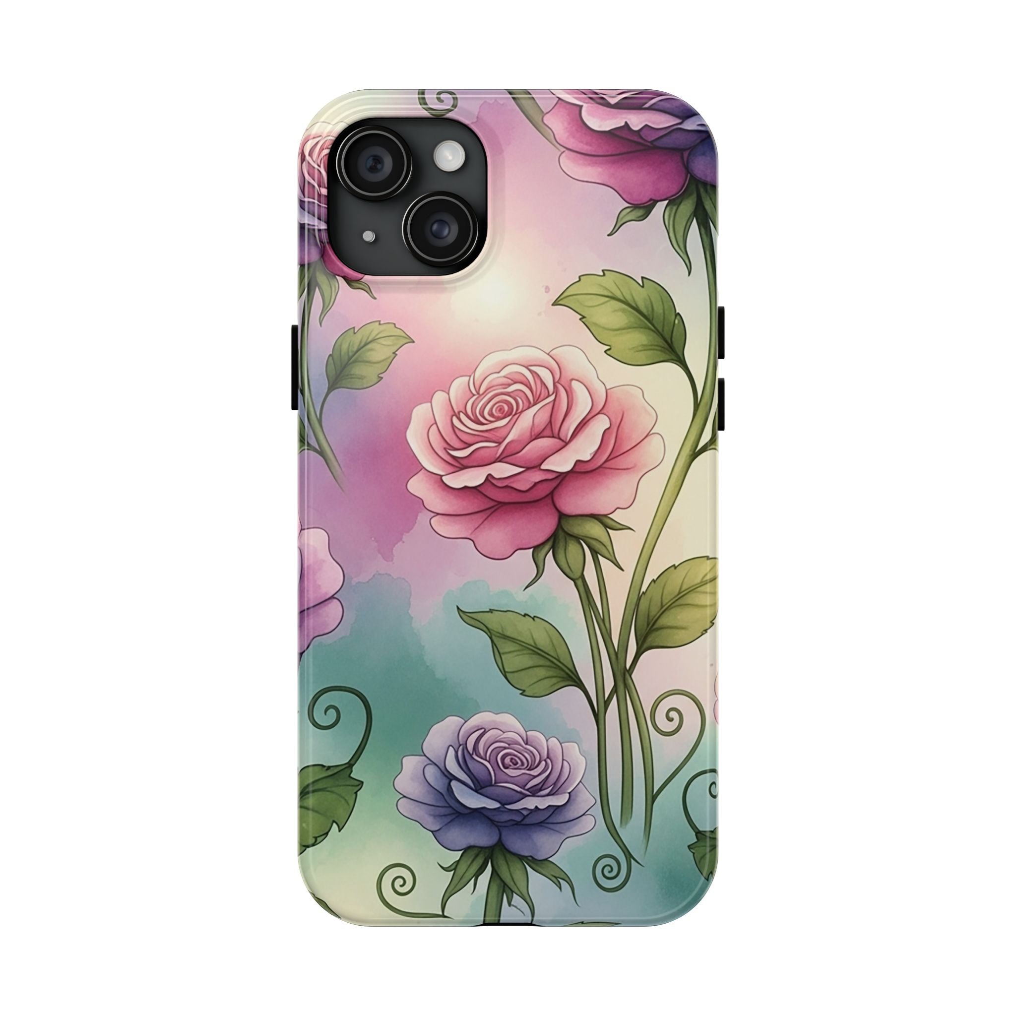Floral Rose Tough Phone Case — Pastel Watercolor Protection