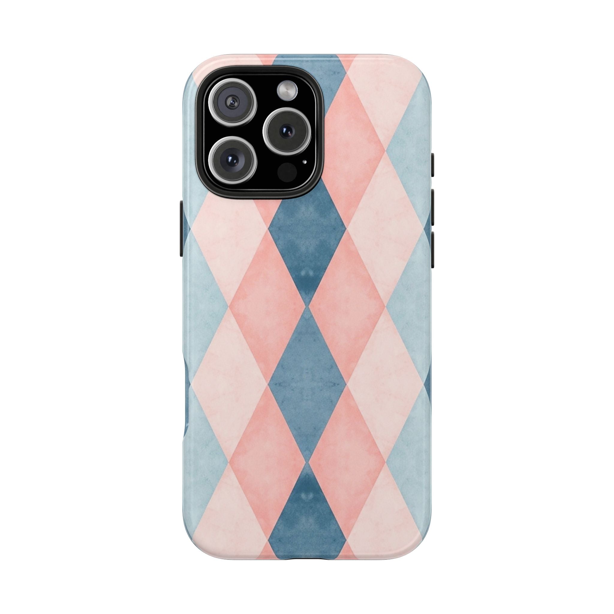 Pastel Harlequin Tough Phone Case — Blue & Pink Diamond Pattern