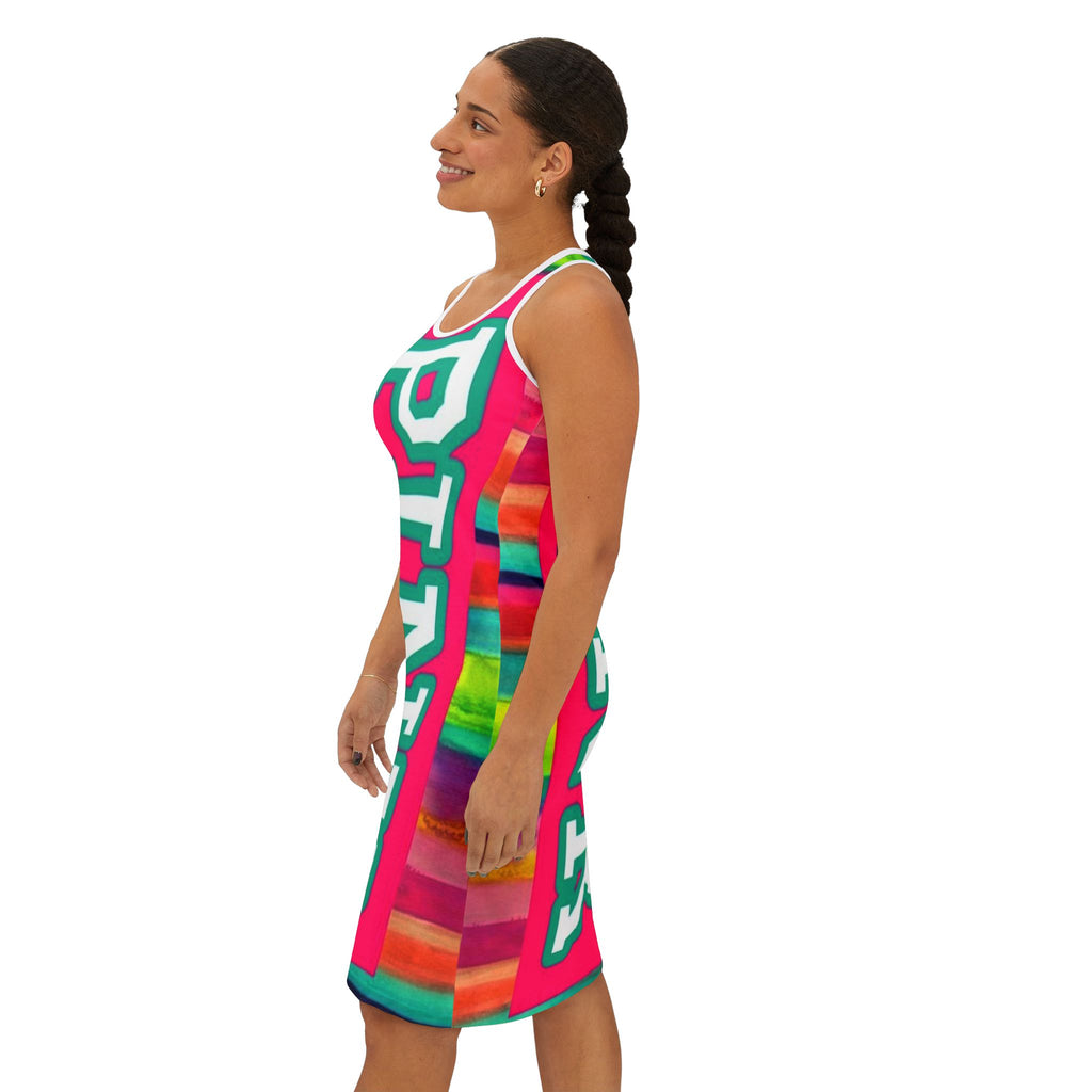 PINK Tie-Dye Racerback Dress — Vibrant Colorblock Casual Sundress