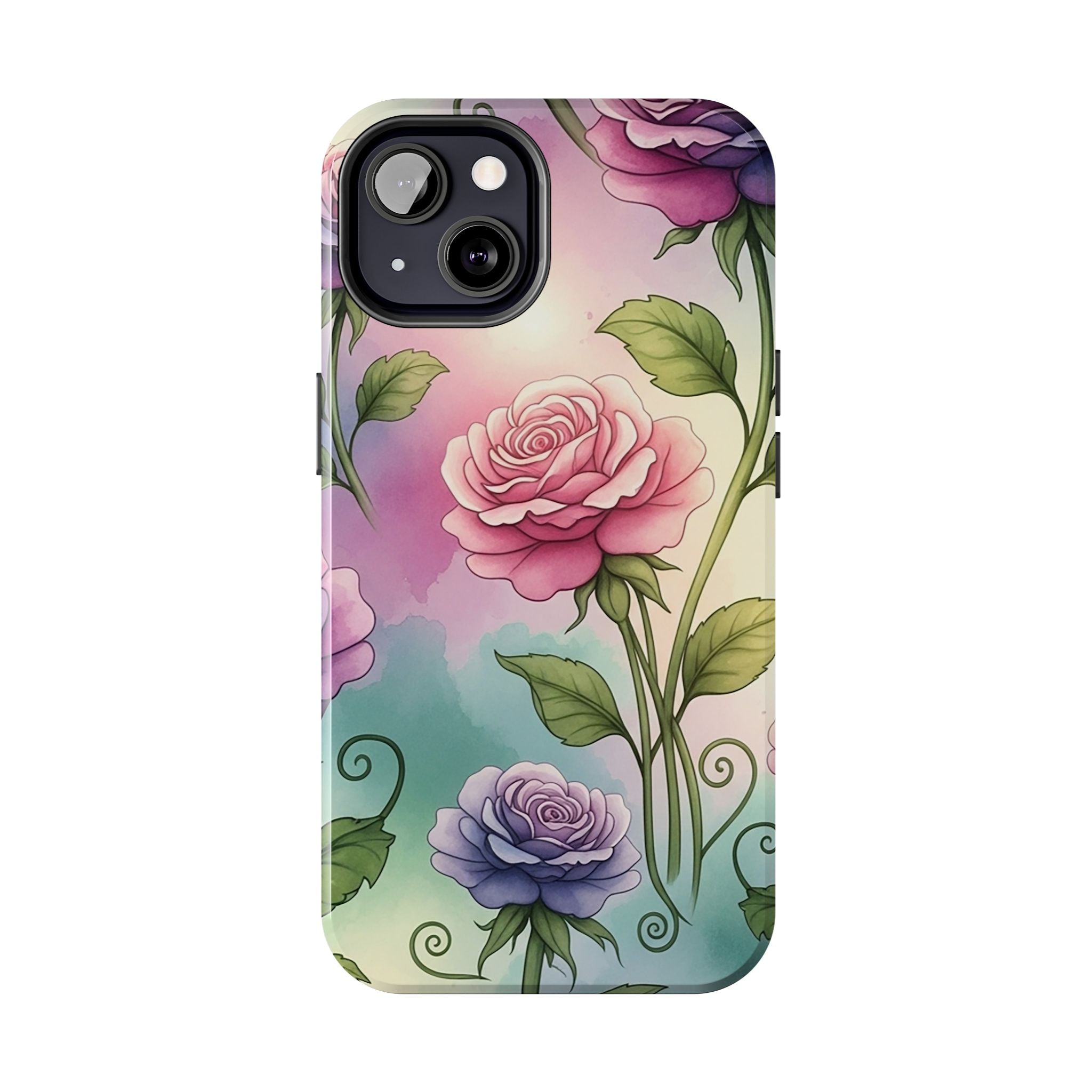 Floral Rose Tough Phone Case — Pastel Watercolor Protection
