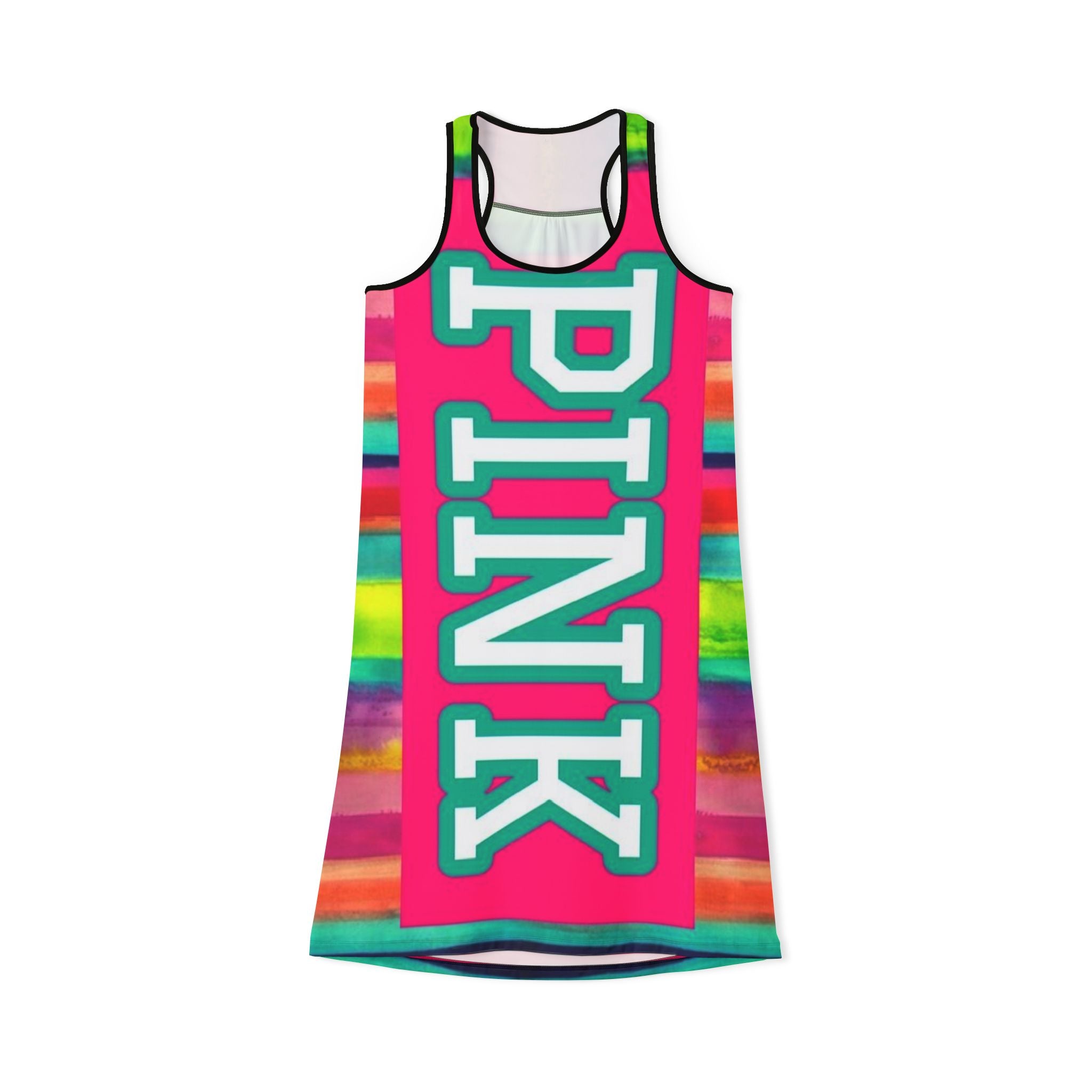 PINK Tie-Dye Racerback Dress — Vibrant Colorblock Casual Sundress