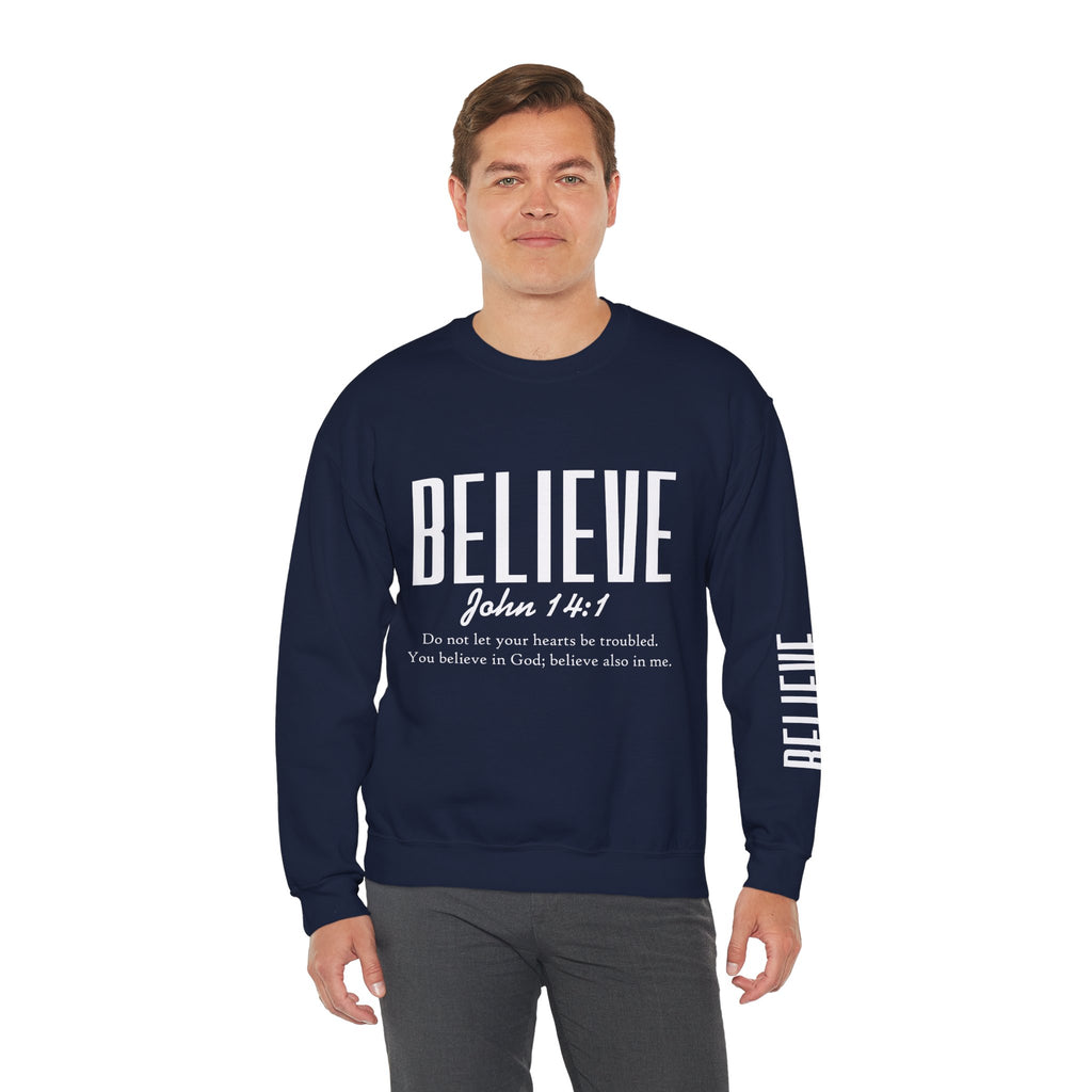 Wolf Pack “Believe John 14:1” Crewneck – Faith Streetwear Pullover