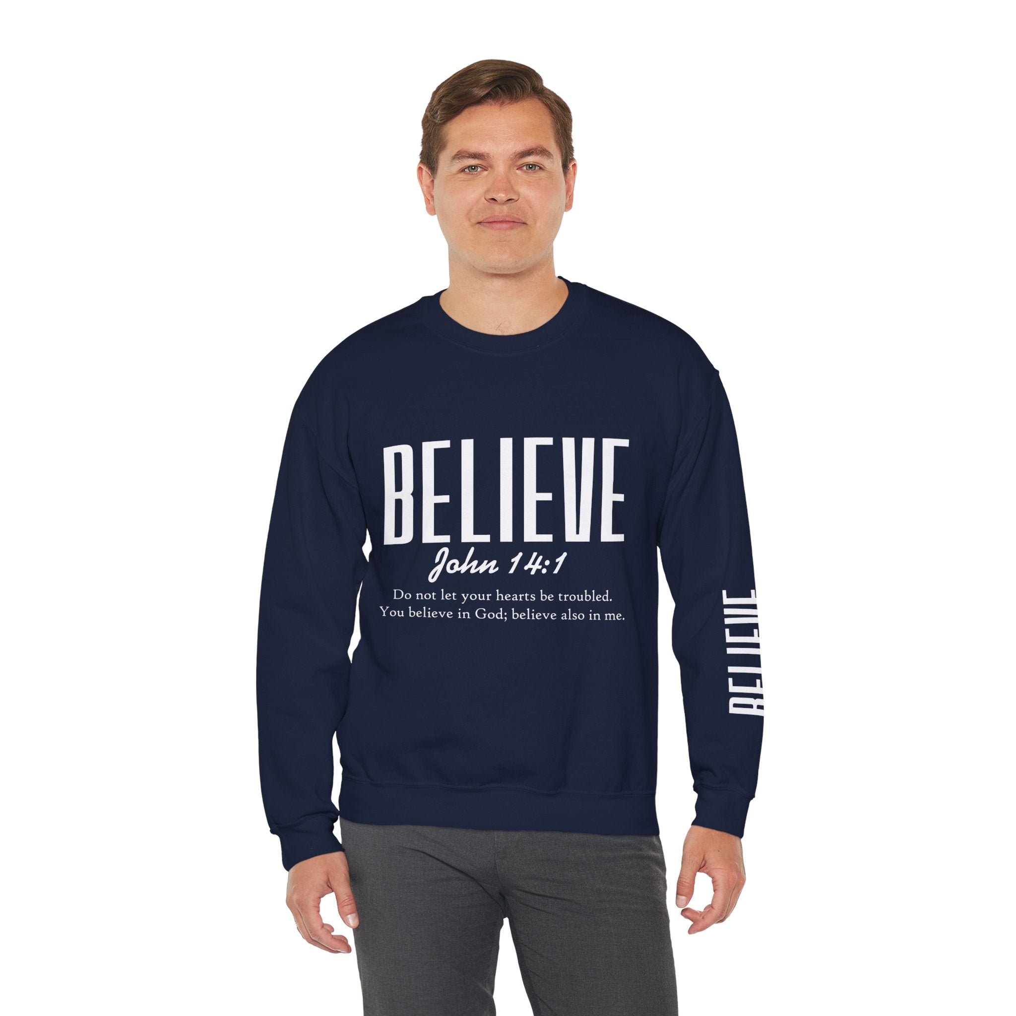 Wolf Pack “Believe John 14:1” Crewneck – Faith Streetwear Pullover