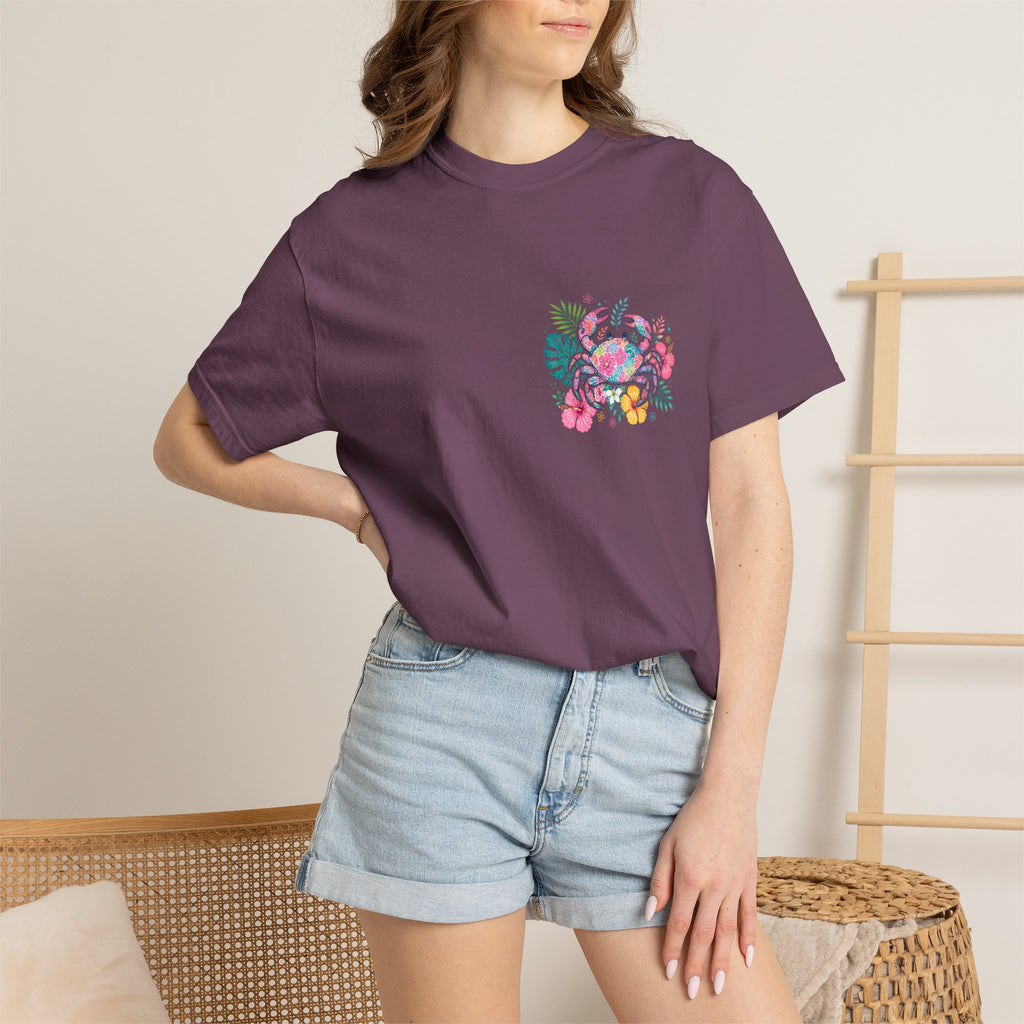T-Shirt — "Sun Sand" Tropical Palm Floral Graphic Tee