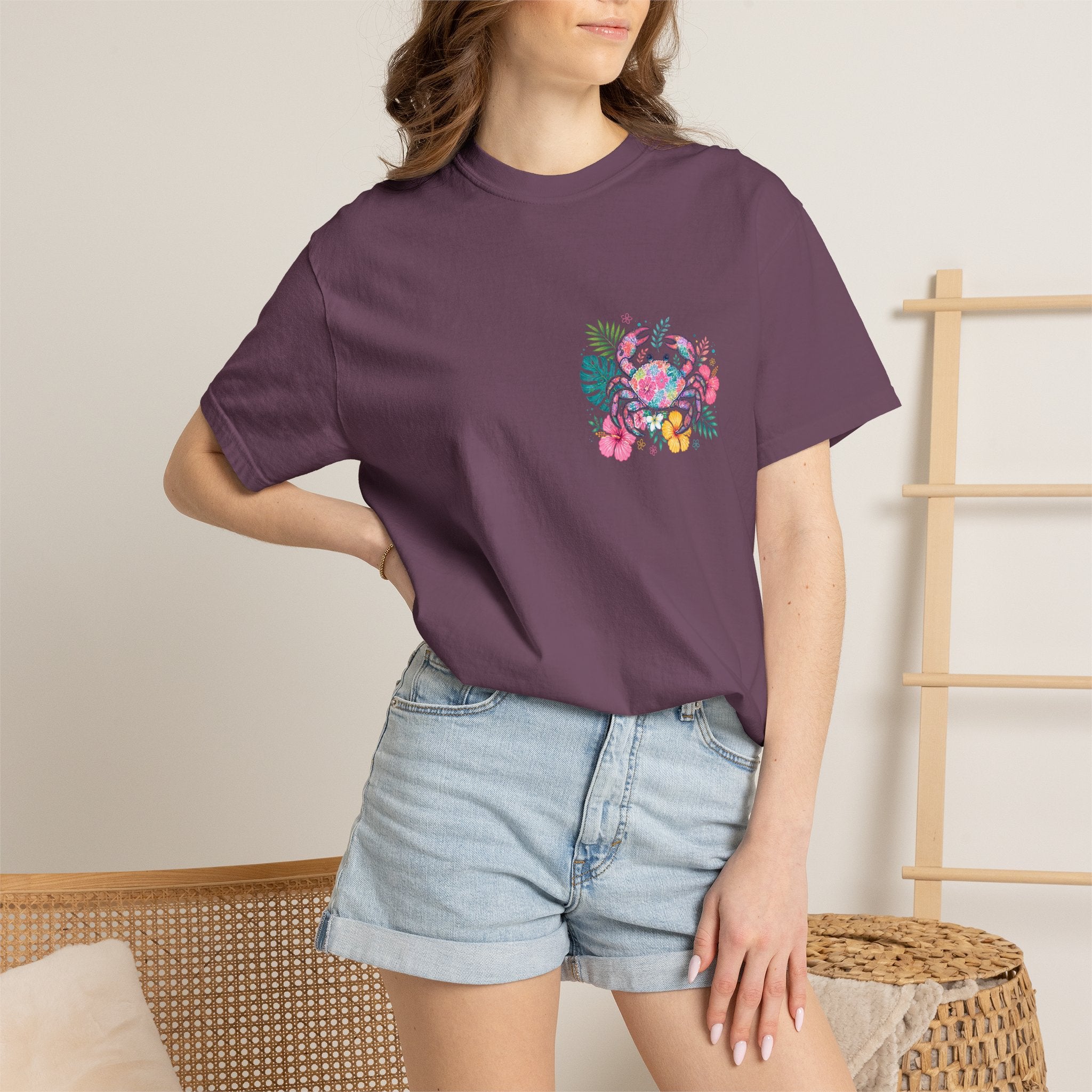 T-Shirt — "Sun Sand" Tropical Palm Floral Graphic Tee