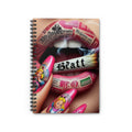 Bratt Lip Art Spiral Notebook — Edgy Tattooed Lips & Alice Nail Design, Ruled Journal