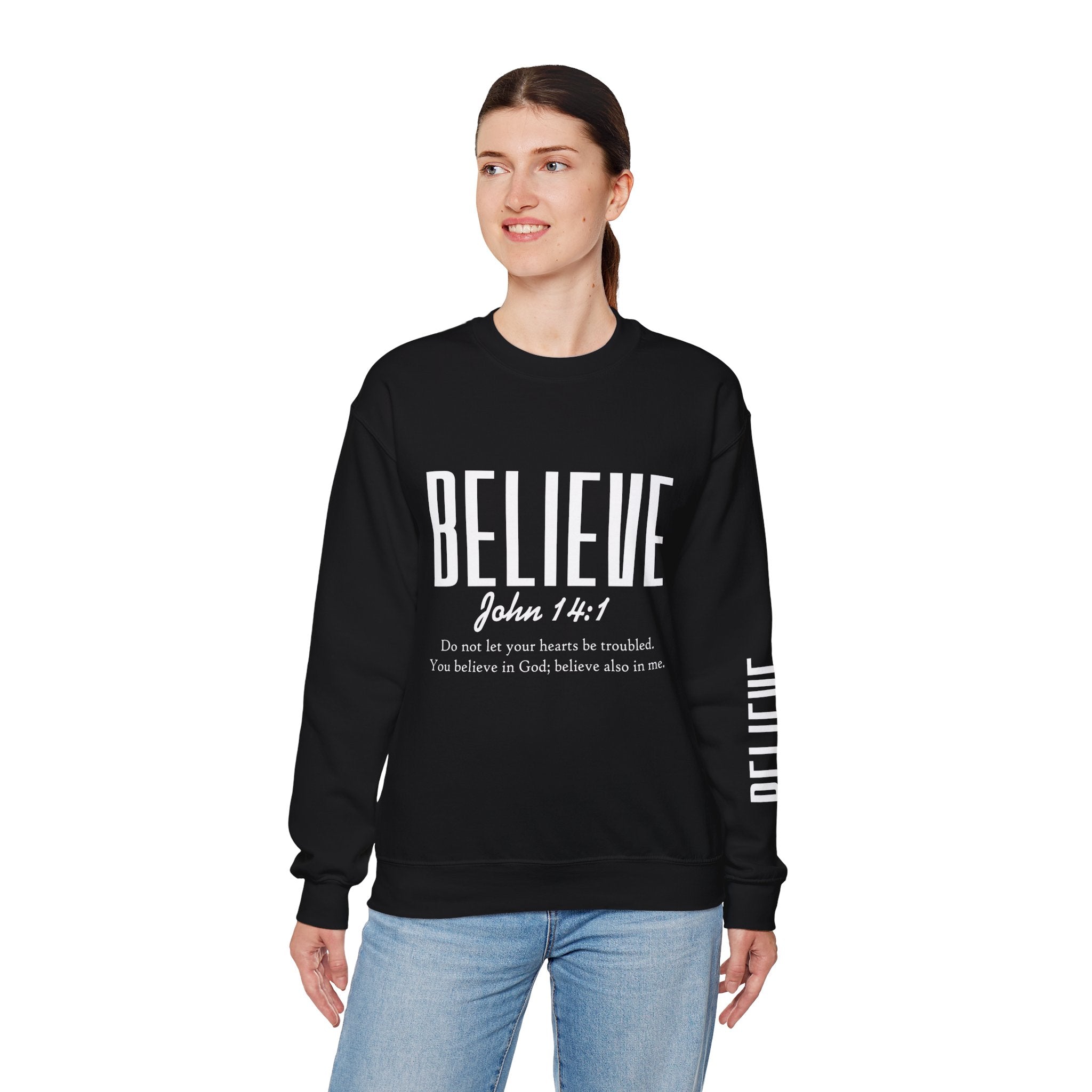 Wolf Pack “Believe John 14:1” Crewneck – Faith Streetwear Pullover