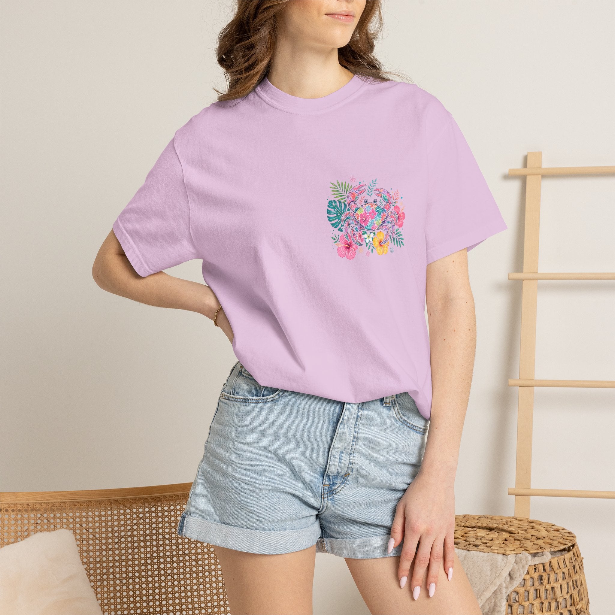 T-Shirt — "Sun Sand" Tropical Palm Floral Graphic Tee