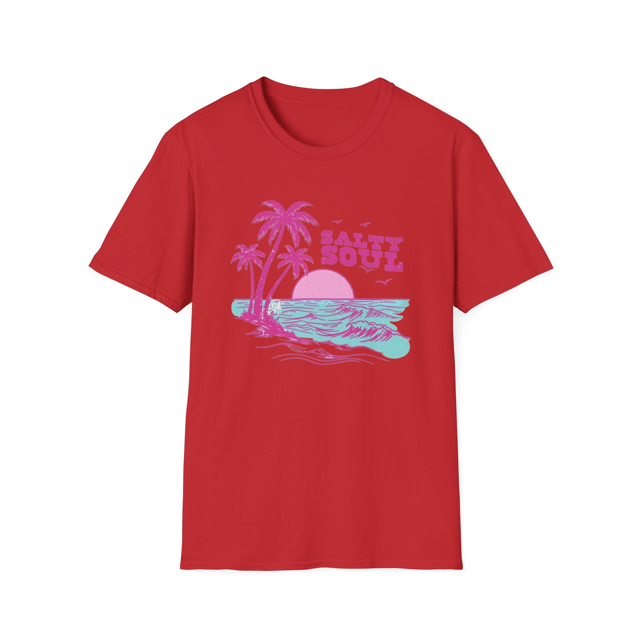 Salty Soul Beach T-Shirt — Sun, Palm Trees & Waves Graphic Tee