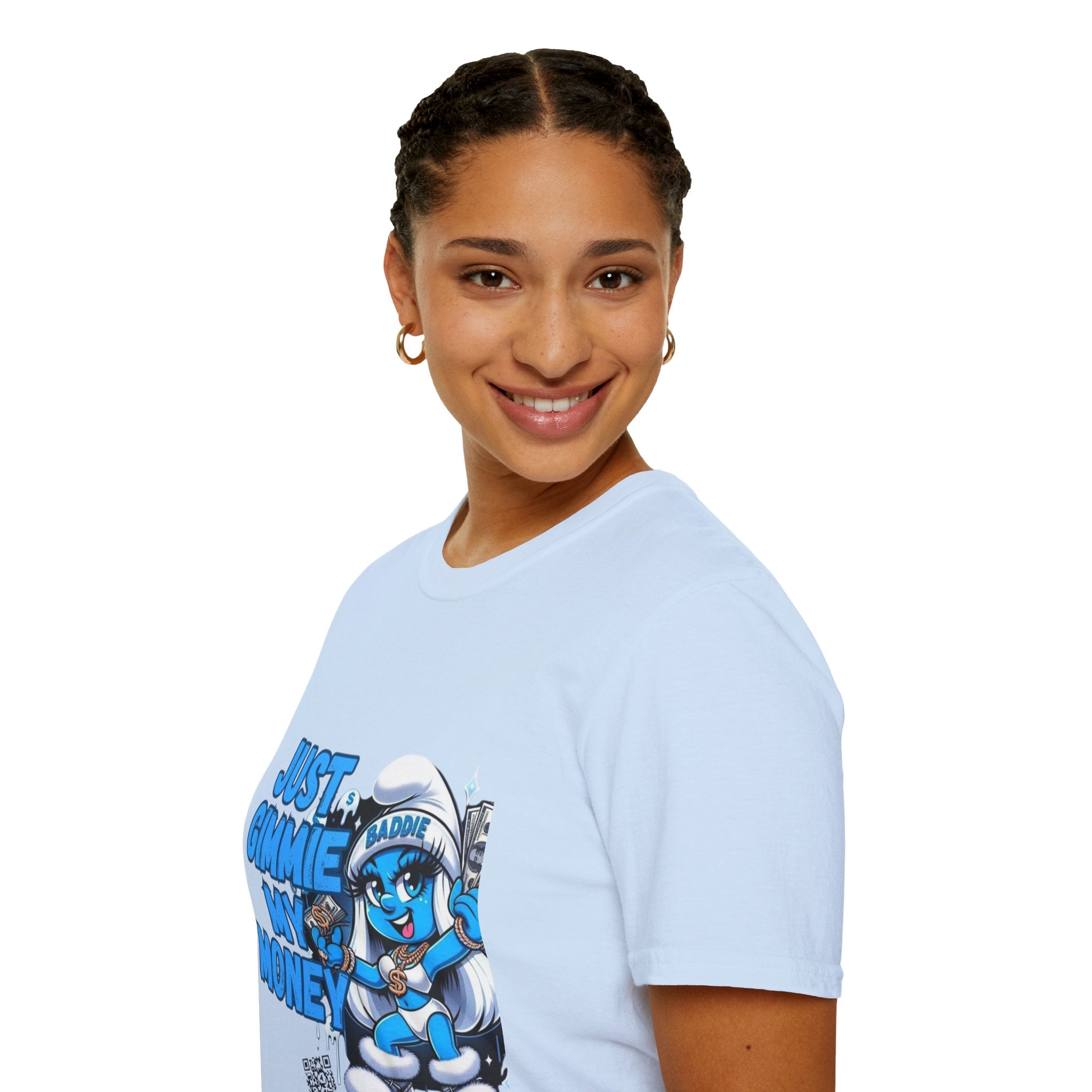 Just Gimmie My Money T-Shirt — Cute Blue Character Graphic Tee