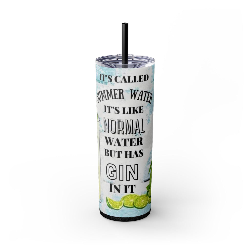 20oz Skinny Tumbler with Straw — Summer Water Tumbler