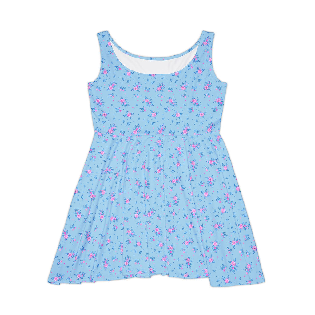 Blue Floral Skater Dress - Light Pastel Garden Print