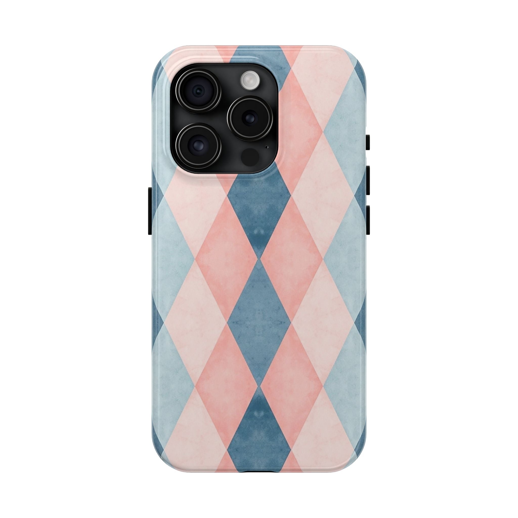 Pastel Harlequin Tough Phone Case — Blue & Pink Diamond Pattern