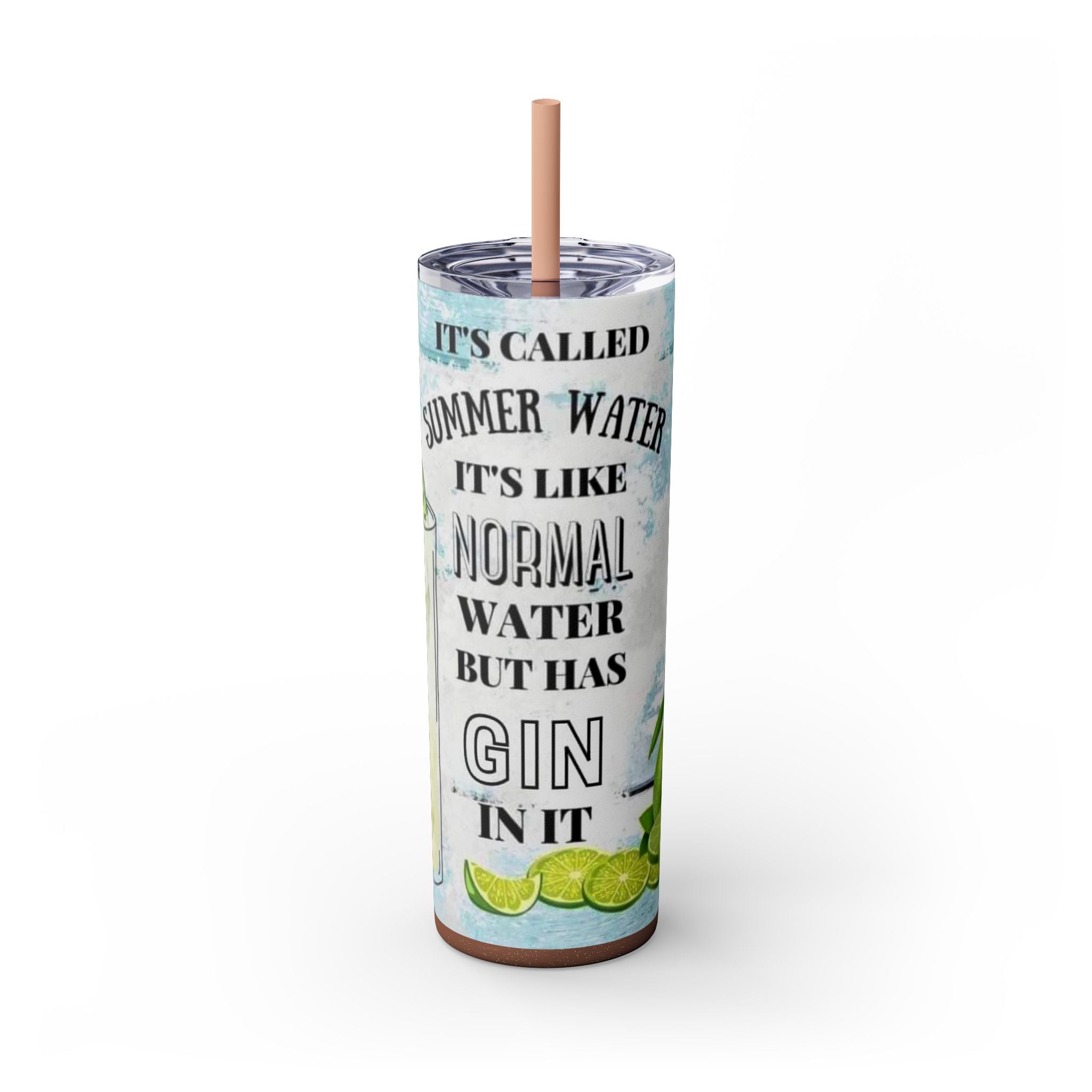 20oz Skinny Tumbler with Straw — Summer Water Tumbler