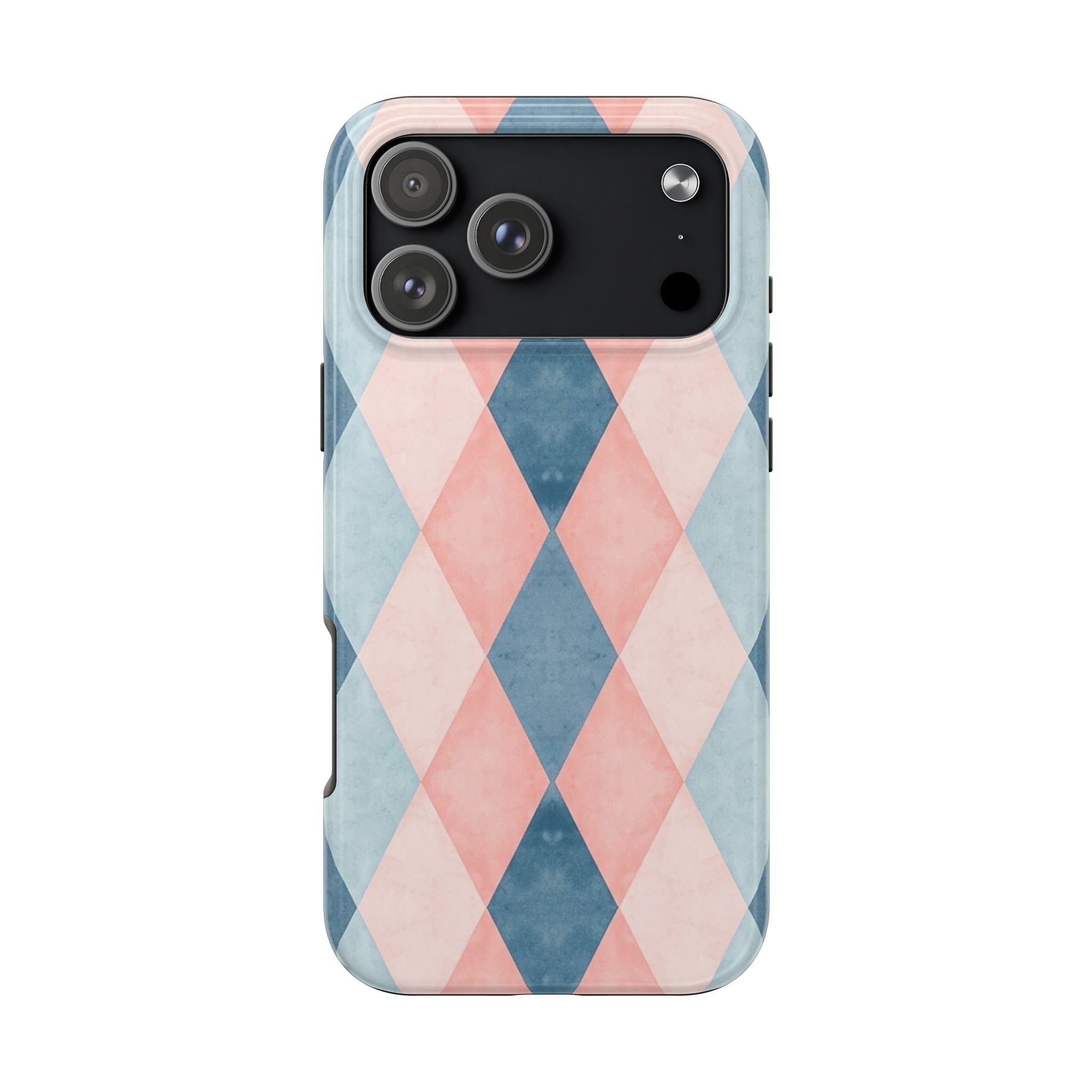 Pastel Harlequin Tough Phone Case — Blue & Pink Diamond Pattern