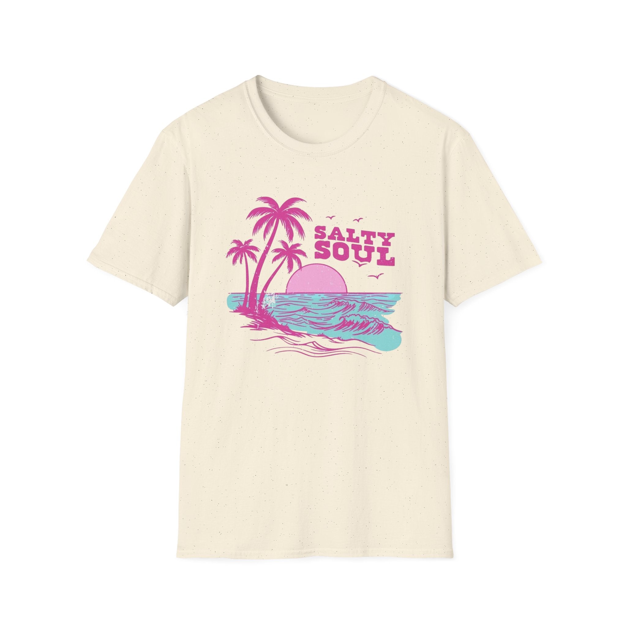 Salty Soul Beach T-Shirt — Sun, Palm Trees & Waves Graphic Tee