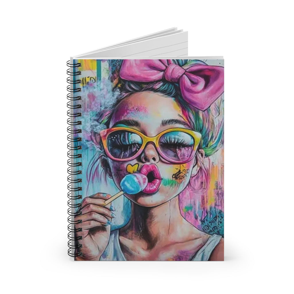 Colorful Pop Art Notebook — Lollipop Girl Spiral Journal (Ruled)