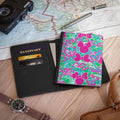 Pink Minnie Pattern Passport Cover — Floral Mickey Ear Travel Wallet