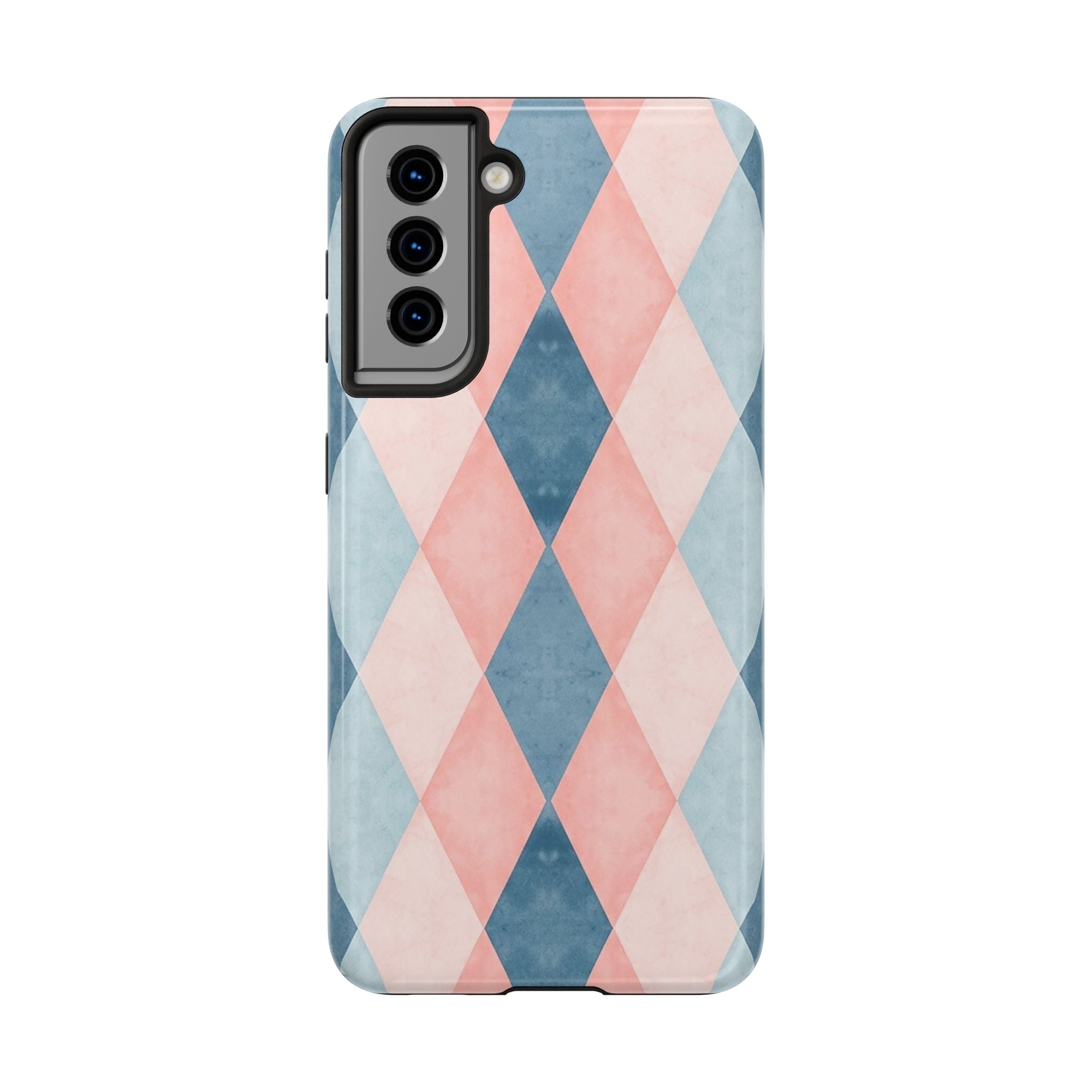 Pastel Harlequin Tough Phone Case — Blue & Pink Diamond Pattern