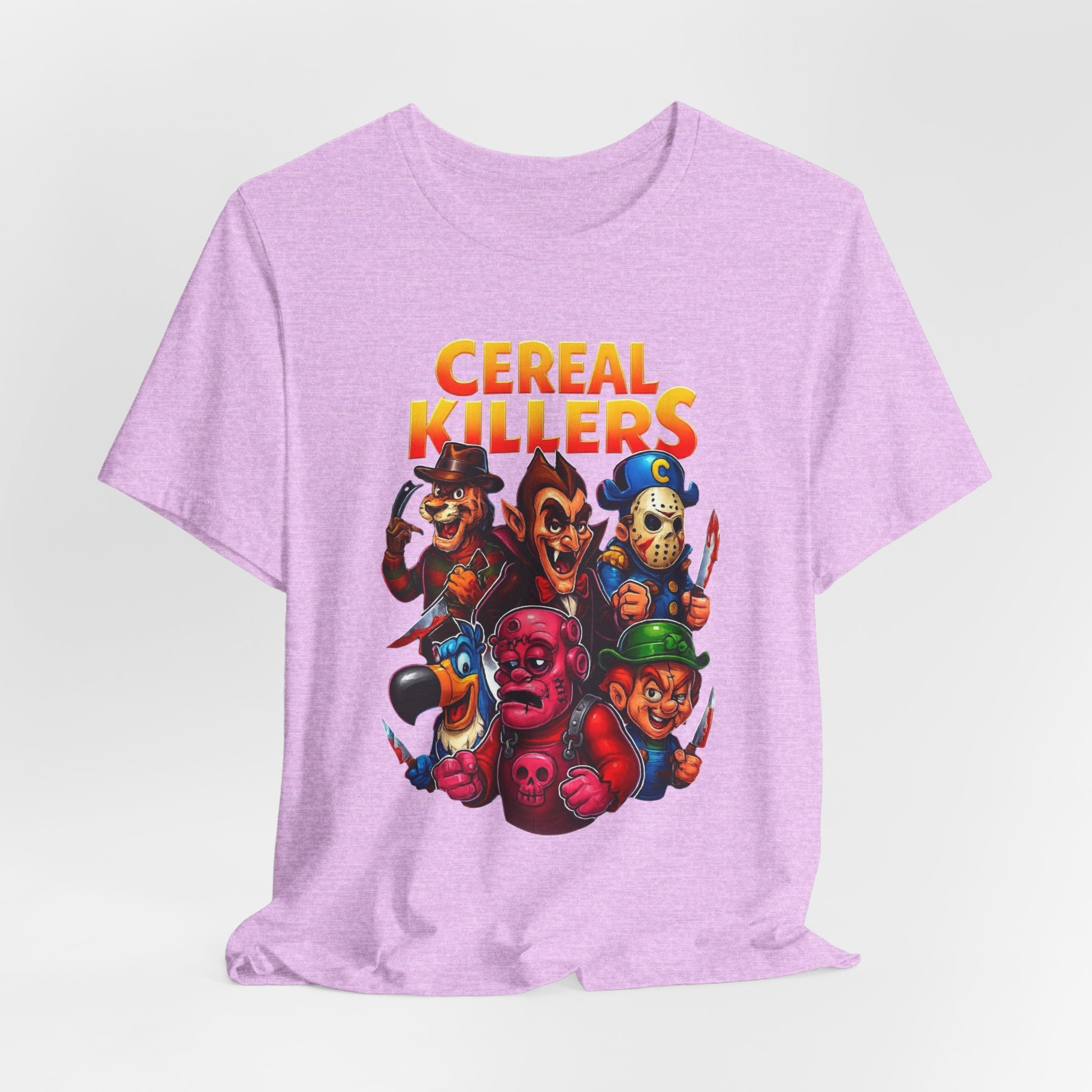 Cereal Killers Parody Horror Cartoon T-Shirt | Funny Cereal Villains Graphic Tee