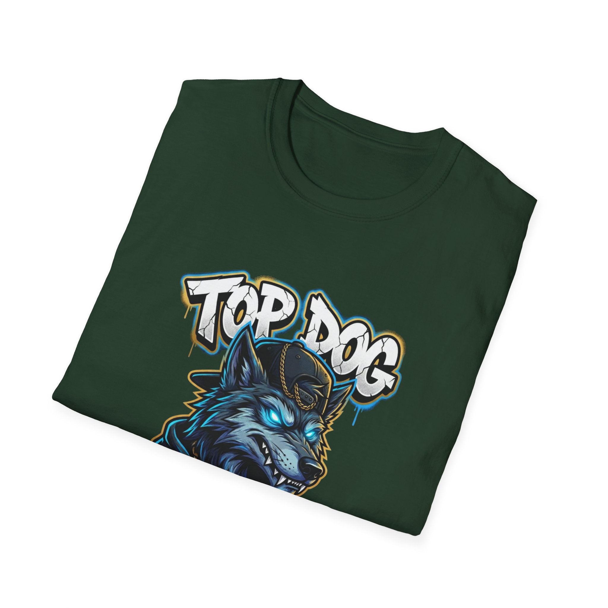 Top Dog On The Block Graphic T-Shirt — Bold Blue Wolf Streetwear Tee