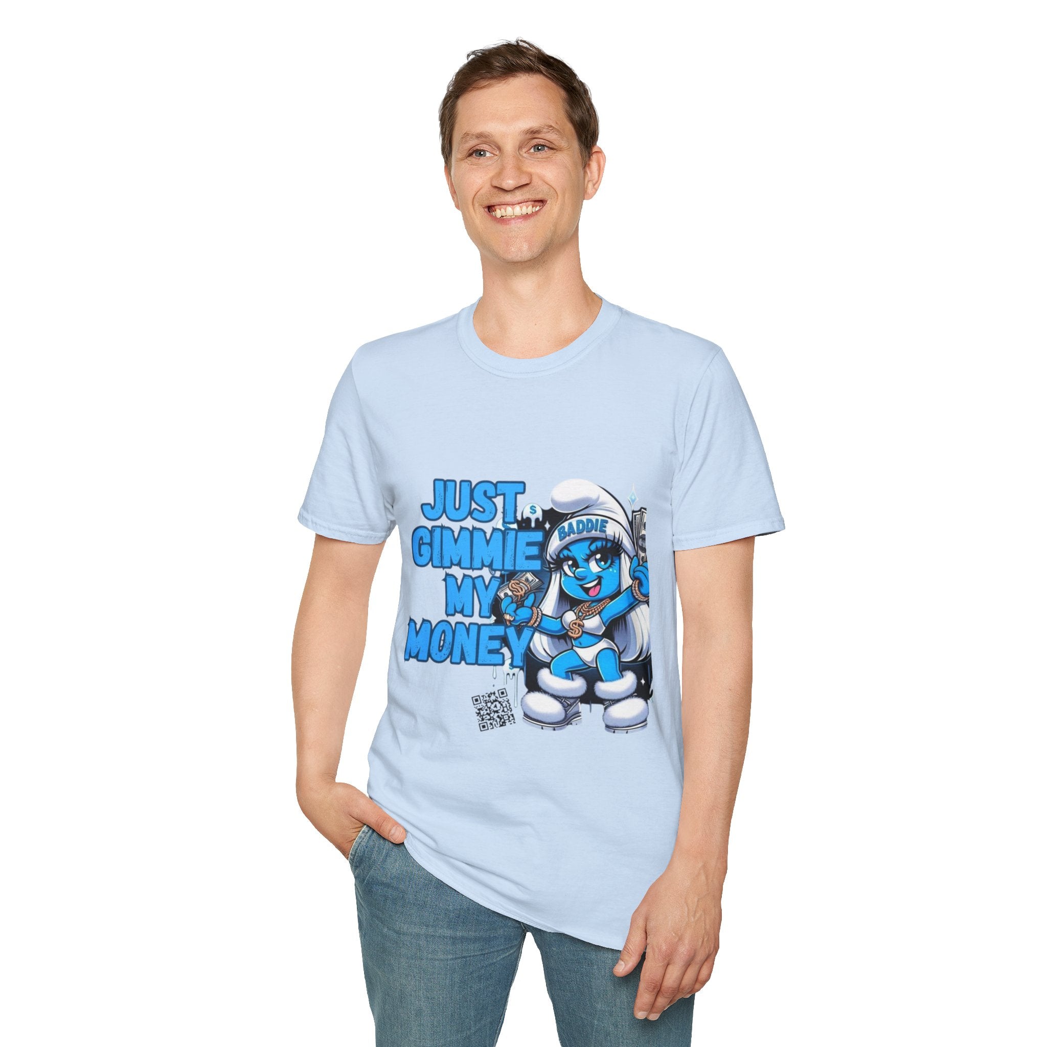 Just Gimmie My Money T-Shirt — Cute Blue Character Graphic Tee