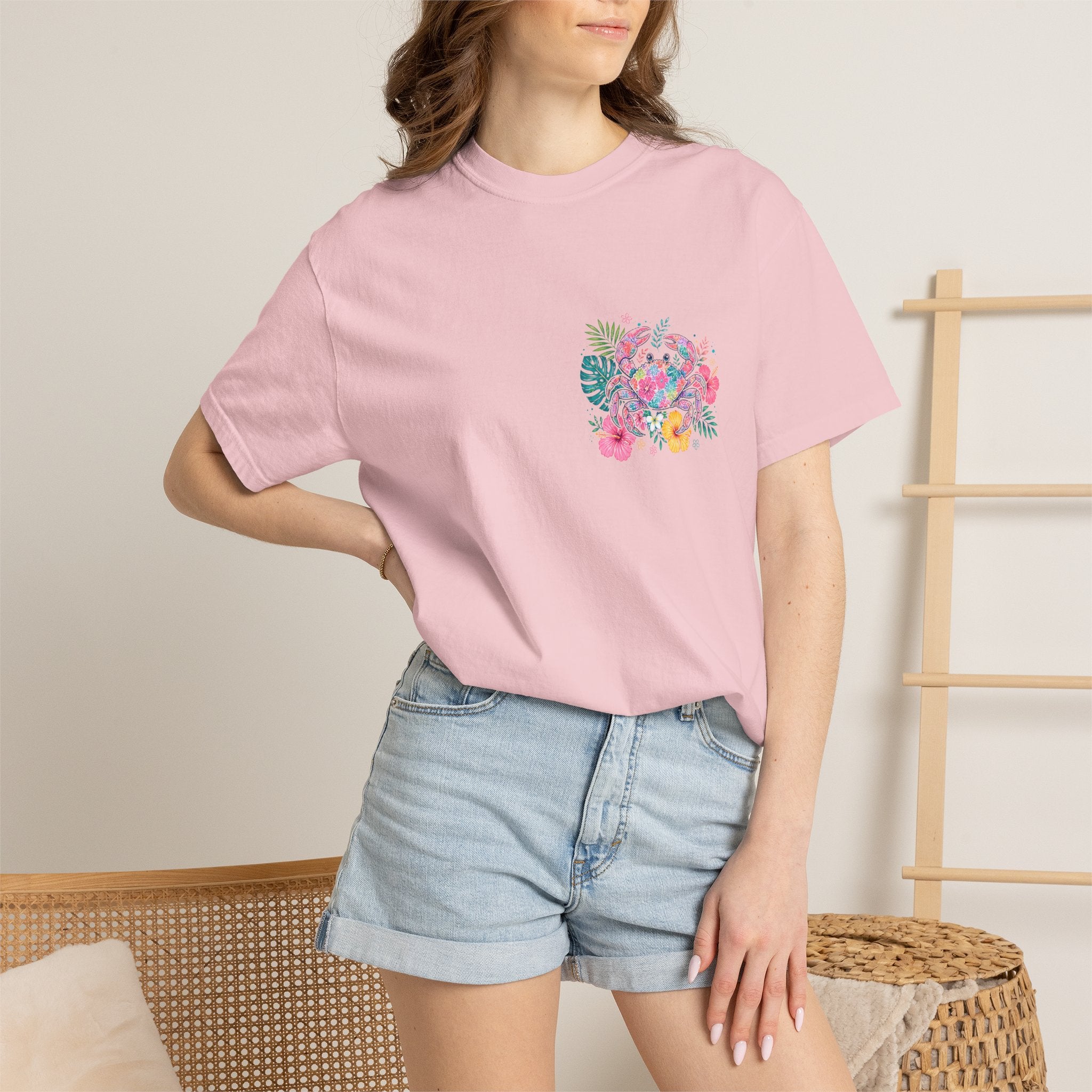 T-Shirt — "Sun Sand" Tropical Palm Floral Graphic Tee